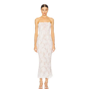 V. Chapman Capulet Midi Dress in White Chantilly Lace